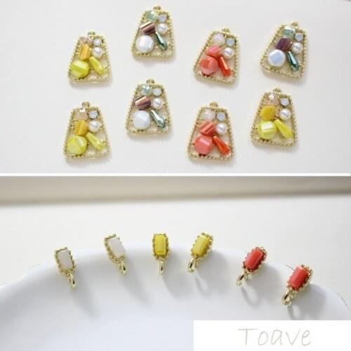 Alloy Trapezoid Crystal Pendant Silver Needle Crystal Ear Pin DIY Earrings Handmade Material Accessories