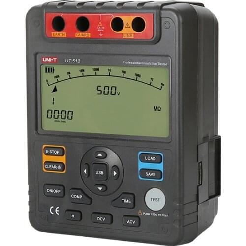 UNI-T Insulation Resistance Tester UT512 500V〜2500V 9999 Display PI/DAR Measurements Comparison upper and Lower limit functions