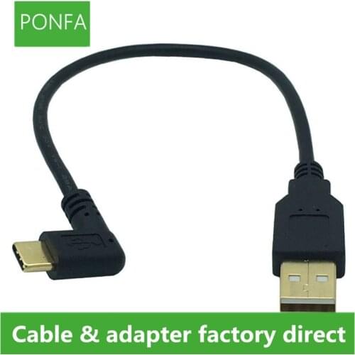 USB2.0 Type-A Male to USB3.1 Type-C Male Left +Right & Up+Down Angle USB Data Sync & Charge Cable Connector Gold Plated
