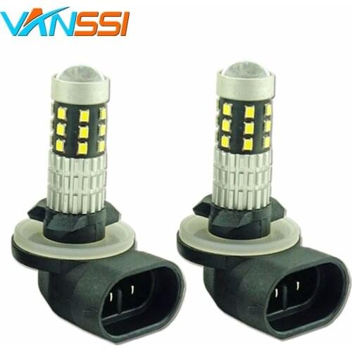 VANSSI 2Pcs Car Fog Light Bulbs 1020 881 889 H27 LED Replacement Bulbs 12V Auto Fog Lamps High Power 6000K White 25-SMD 2400lm