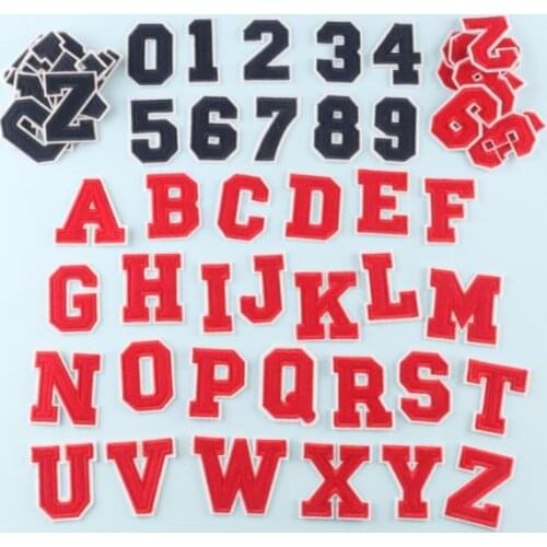 1SET Embroidered Number Letter Iron On Patch Applique Diy Alphabet Patches For Clothing Bags Sewing Name Badge Patch Accessories