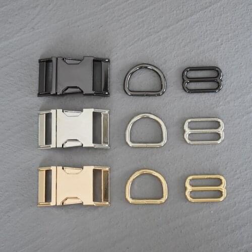 100 Sets 25mm Metal Buckle 8 Adjust Buckle D Ring /Three-Pieces for Dog Collar Necklace Handmade Webbing DIY Accessory 25-3s8