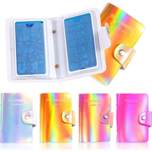 20slots Empty Nail Art Stamp Plate Stamping Plates Holder Storage Case Laser Colorful Nail Stamp Template Bag Organizer Manicure