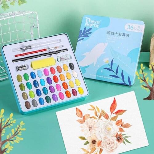 36 color solid watercolor set children watercolor painting set powder watercolor beginner solid paint box set