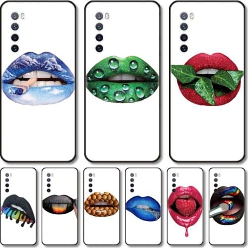 Lips Phone Case For Huawei Nova 2 3 4 5 6 7 8 SE i E Pro Lite black cell shell