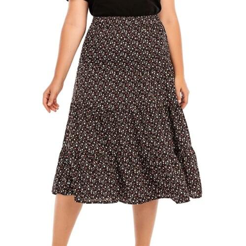 Floral Madi Plus Size Oversized 5Xl Large Korean Fashion High-Waisted Vintage Summer WomenS Clothing Skirt Vetement Femme 2021