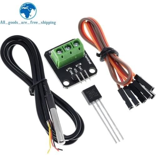 DS18B20 Temperature Sensor Module Kit Waterproof 100CM Digital Sensor Cable Stainless Steel Probe Terminal Adapter For Arduino