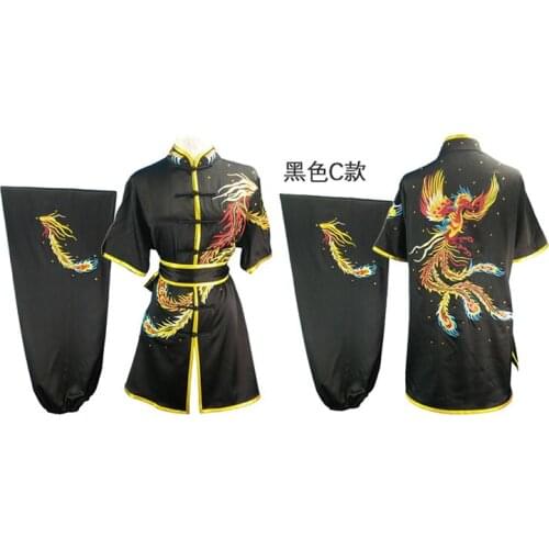 Customize black Kids&Adult embroidery dragon phoenix martial arts uniforms kungfu nanquan changquan chuan suits wushu clothing