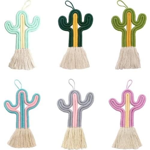 Cactus Hanging Decorations Handmade Weaving Plants Kids Room Wall Home Ornament