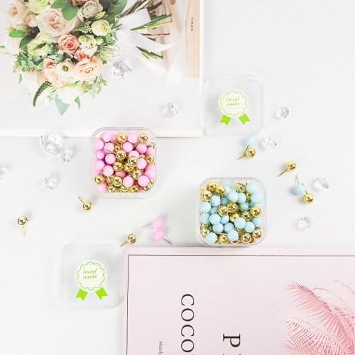 40pcs/lot New Office Thumbtacks Push Pins Colored Map Photos Wooden Pin Board Cork Office&School Supplies Free Shipping