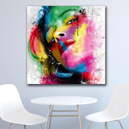 Oil Painting pop art beautiful gril Wall Decor Painted Wall Art Canvas Printed Living Room Painting Wall Art Pictures No Frame