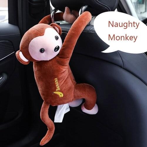 Creative Cartoon Monkey Home Office Car Hanging Paper Case Box Napkin Tissue Boxes Cover Holder Portable Paper Box