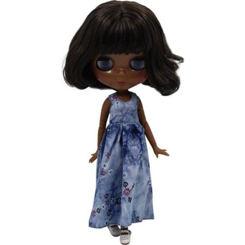 ICY DBS Blyth doll 1/6 bjd nude joint body super black skin tone darkest skin black Cute youth short curly hair 280BL3139