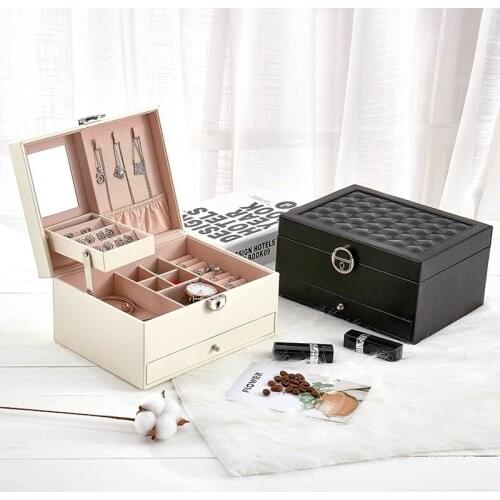 Multi-Function Leather Jewelry Box Multi-Layer Jewelry Organizer Large-Capacity Ring Jewelry Display Box Joyeros Organizador De