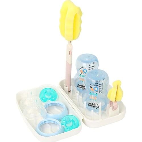 3 Pieces/Set Of Multifunctional Baby Bottle Drying Rack Nipple Storage And Drain Rack Removable Sponge Brush Bottle Cleaning Kit