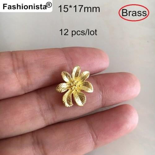 Fashionista NEW - 12 pcs Raw Brass Flower Charms,15*17mm 3D Brass Casting Flower,DIY Jewelry,Crafts Findings - Free Shipping