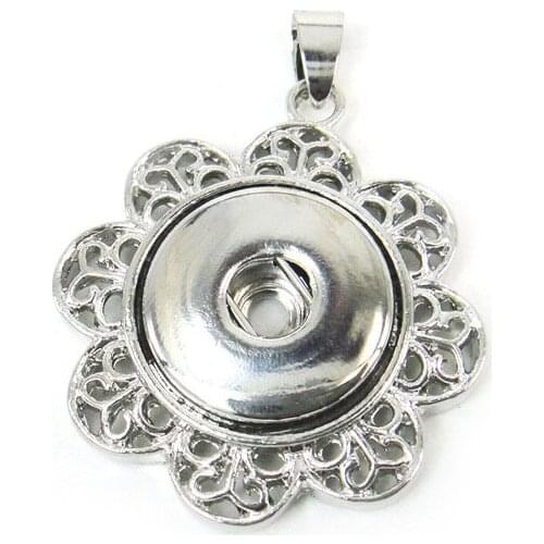 MOODPC New arrive Free shipping 1.8- 2cm alloy hollow flower button Necklace pendant DIY Fashion metal press button Jewelry