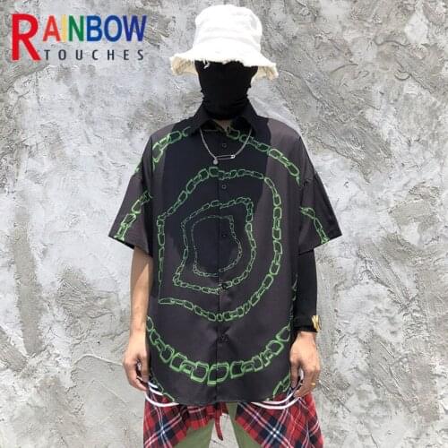Rainbowtouches 2021 New Summer Loose Casual Hip Hop Shirts With Chain Design Pattern For Men