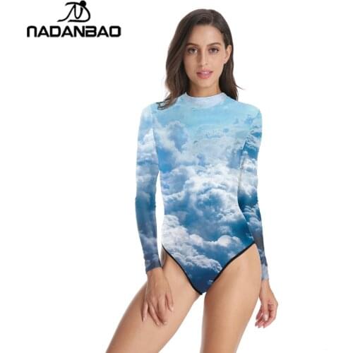 2021 New Long Sleeves One Piece Printed Summer One Piece Swimsuit Beach Wear Swimwear Women