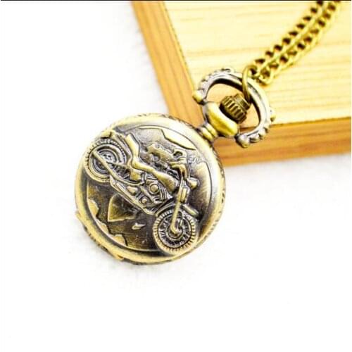 New quartz Bronze motorcycle archaize Modern hours pendant Necklace pocket watches gift