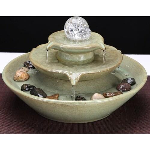 New Chinese style ceramic Circulating water humidifier Transport bead Three layers contracted geomantic decorations for home