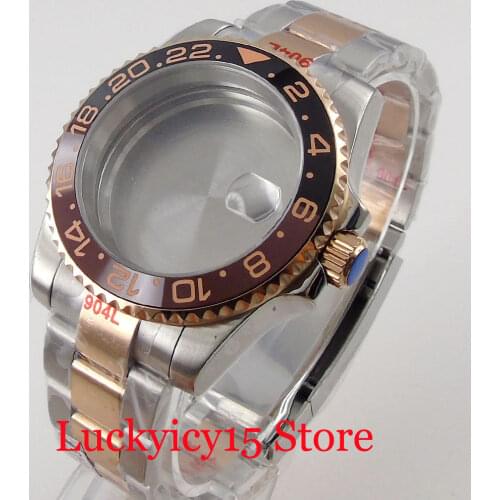 Fit NH35A ETA 2836 MIYOTA 8215 New Two Tone Rose Gold Root Beer 40mm Watch Case Jubilee/Oyster Bracelet