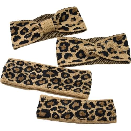 Big Kids Headbands Fashion Knitted Leopard Cross-tie Girls Headwrap Elastic Knot Children Headwrap Hair Accessories for Girls