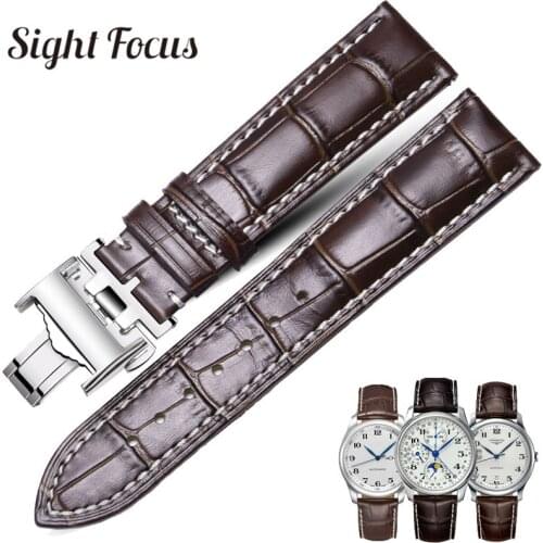 14 15 18 19 20 21 22mm Genuine Calfskin Watchband for Longines Master L2 L4 L2.628/L2.673 Cowhide Leather Watch Strap Bracelet
