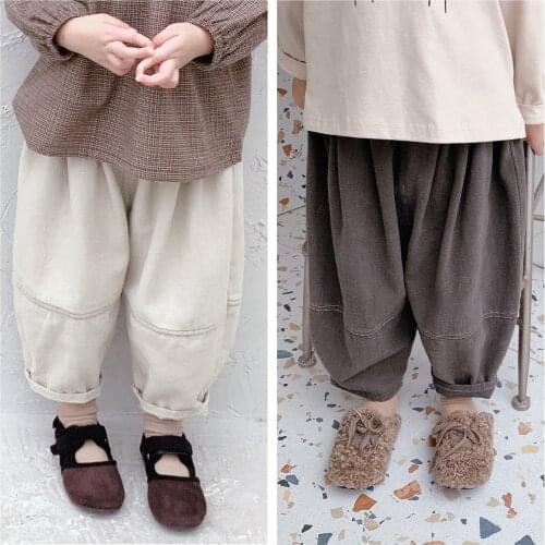 1 2 3 4 5 6 Years Baby Girls Pants Autumn Casual Elastic Waist Loose Solid Harem Pants for Girl Children Girls Fashion Trousers