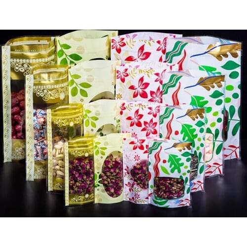 Stand up Plastic Gift Packaging Bag Coffee Beans Powder Snack Bakery Plastic Ziplock Pack Pouch 100pcs/lot 9 Styles