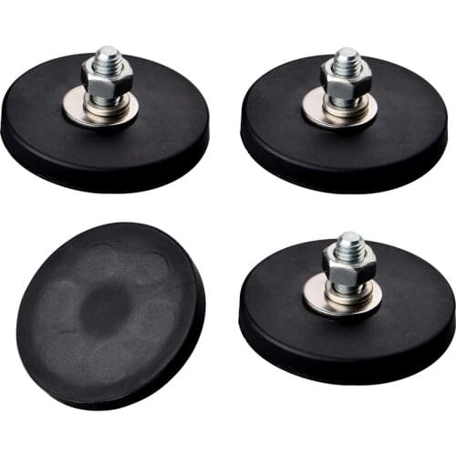 4PC 24lb Super Strong Neodymium Round Magnet Powerful Magnetic Mounting with M6 Male Thread Stud for Lighting Camera Mounting