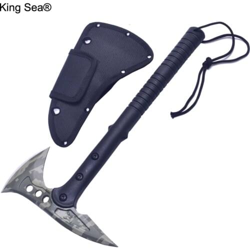 King Sea Camouflage Axe Hunting Camp Survival Tactical Tomahawk Machete Axe Fire Axe Hatchet Outdoor ax with Fiberglass Handle
