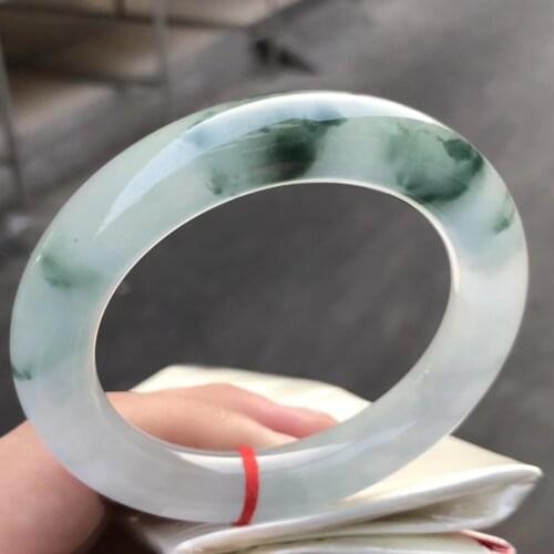 Only One !59.6MMCertified (Grade A)100% Natural Green Jadeite JADE Bracelet Women Bangle