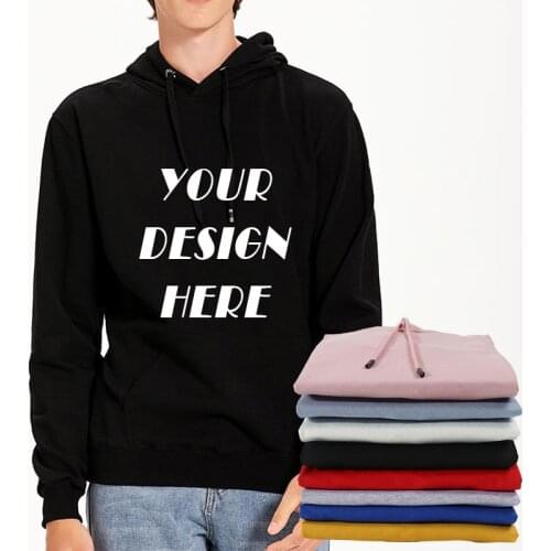 Men Hoodies Custom Printed Photo Logo Unisex Solid Streetwear Women Casual Sweatshirts Tops High Quality Cotton Pullover Coat
