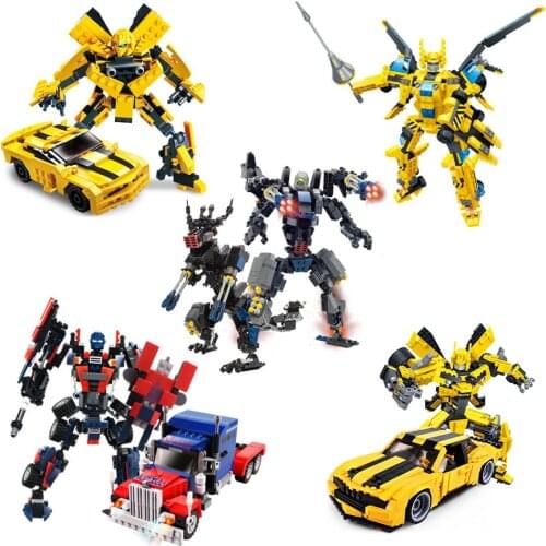 2-IN-1 Transformers Building Blocks Deformation Robot Transformation Truck Racing Car Model Construction Toys Gift for Kids