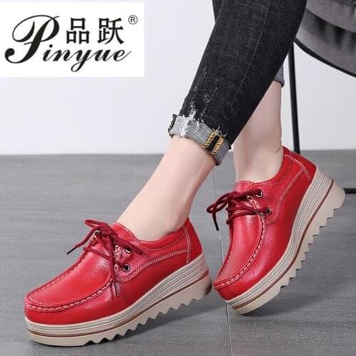 Autumn Women Flat Platform Loafers Ladies Shoes Genuine Leather Casual Shoes Woman Flats Moccasins creepers