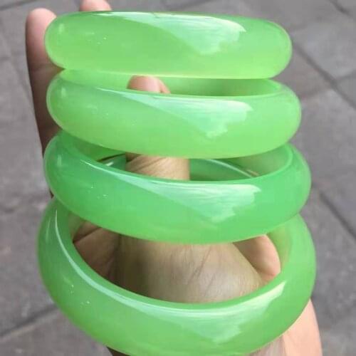 2021Real Natural Chalcedony Apple green bracelets women handcarved jade bangle jewelry jadeite bangles Real agate gift bracelet
