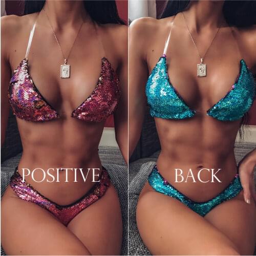 Reverse Sexy triangle thong bikini brazilian swimwear women bathing suit High cut swimsuit female Push up biquini new