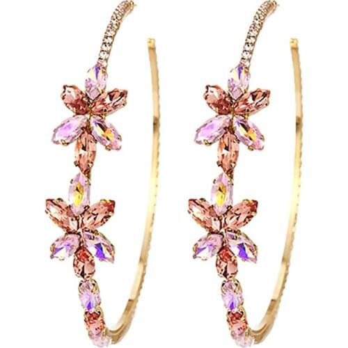 ZHINI New Females Gold Color Statement Earrings for Women Luxury Charming Colorful Crystal Hoop Earring Jewelry 2021 brincos