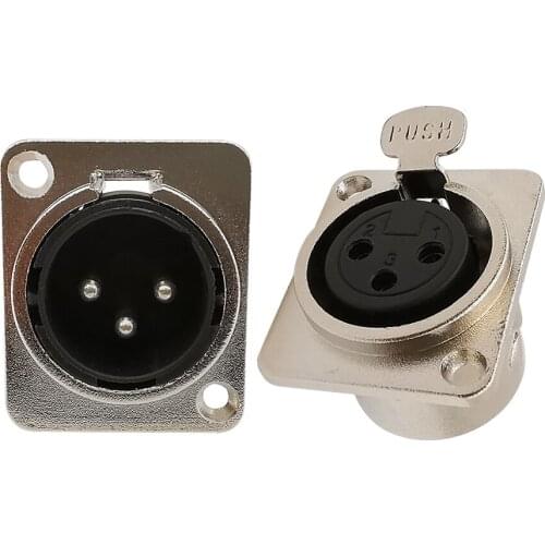 1/2PCS 3Pin XLR Connector 3-Pin Female Jack Socket Audio Speaker Panel Mount Connector Adapter for Microphone