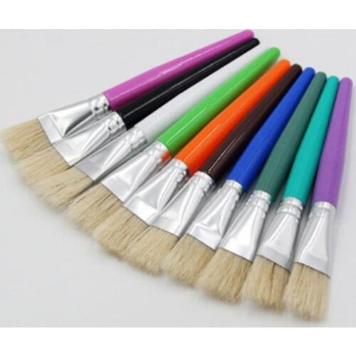 10/20pcs Paint Brush for Children Oil Watercolor Painting Candy Color Plastic Handle Bristle Brushes Gouache Drawing Dropship