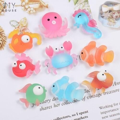10-50Pcs Cute Marine Animal Flat Back Resin Color Accessories DIY Craft Supplies Phone Shell Patch Arts Material Kids Gift Toys