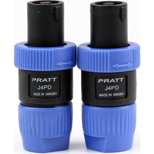 Artudatech 2 Pcs Speakon Blue 4 Pin Male Plug Compatible Audio Cable Connector