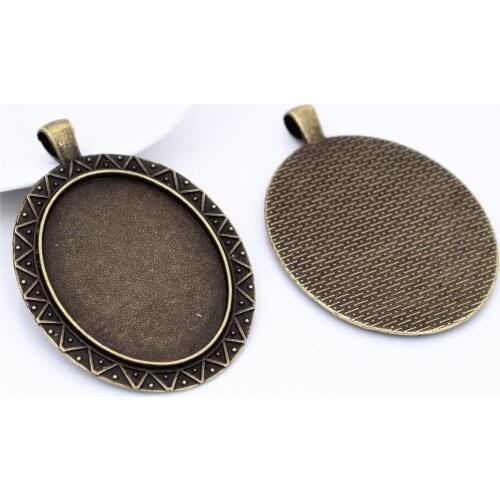 4pcs 30x40mm Inner Size Antique Bronze Plated Simple Style Cabochon Base Cameo Setting Charms Pendant-A1-08