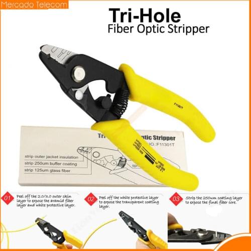 F11301T 5pcs/lot FIS Tri-Hole Fiber Optic Stripper 3-Segmented Stripping Design Miller Wire stripper Free Shipping best price