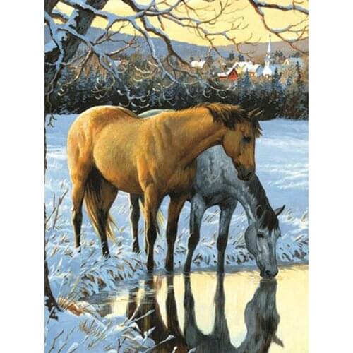 YIKEE full drill horse diamond painting Full Drill Diamond Embroidery Sale Handmade Wall Decor Scenery Mosaic Crystal y1009