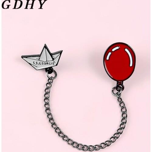 GDHY SS Georgie Paper Boat Red Balloon Brooches Stephen Kings IT Enamel Pins Denim Jackets Collar Badge Pins Button Jewelry