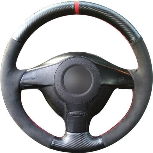 For Volkswagen VW Golf 4 Passat B5 Custom Made DIY Carbon Fiber Black Suede Steering Wheel Cover Anti-slip fit all season