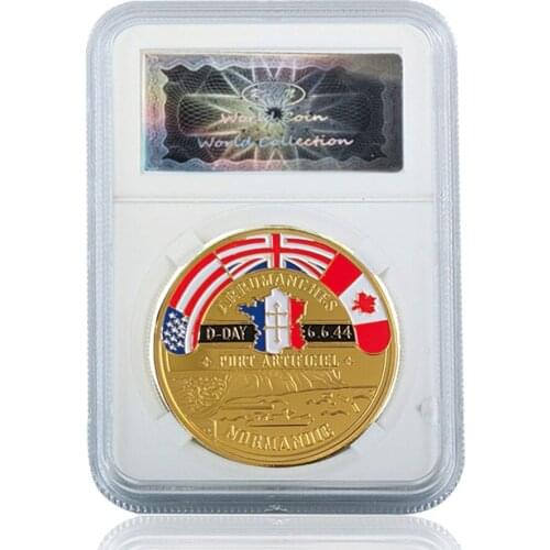 D-Day 6.6.44 Gold Coin Port Artificiel Normandie Landing For Collect W/ Acrylic Case