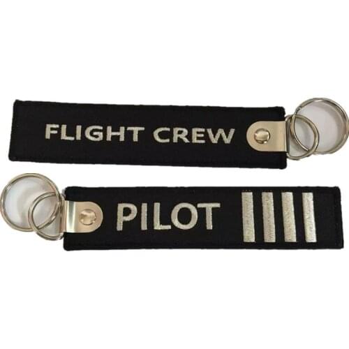 Flight Crew PILOT 4Bars Fabric Embroidery Key Chain Aviation Tags